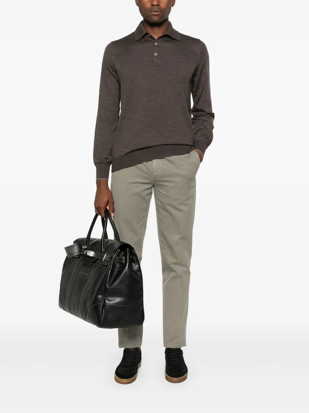 Brunello Cucinelli virgin wool-blend polo shirt - Bruin