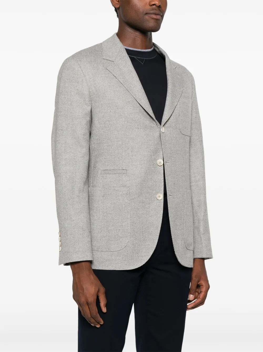 Brunello Cucinelli Fijngeribbelde blazer Grijs
