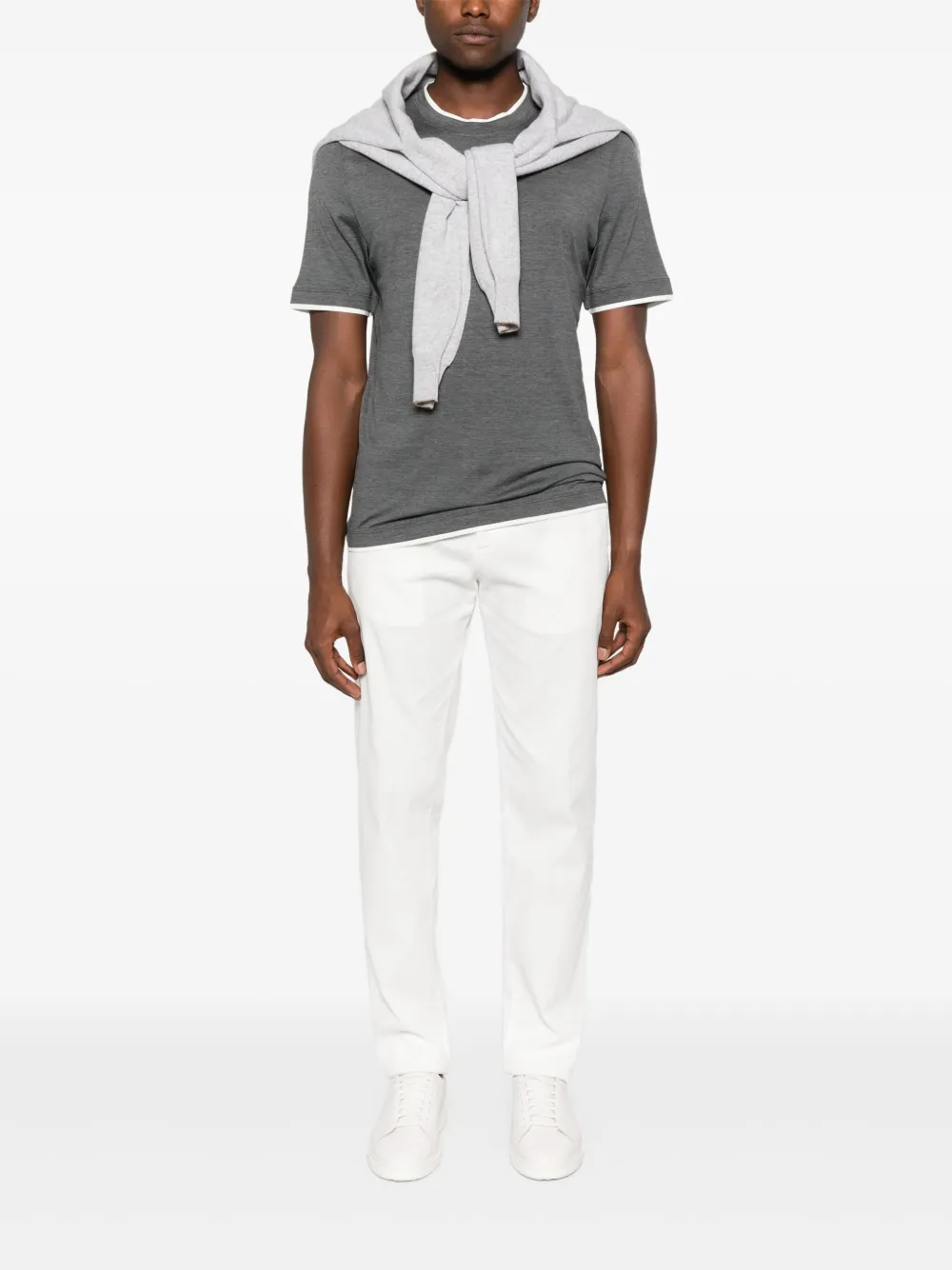 Brunello Cucinelli silk-blend T-shirt - Grijs