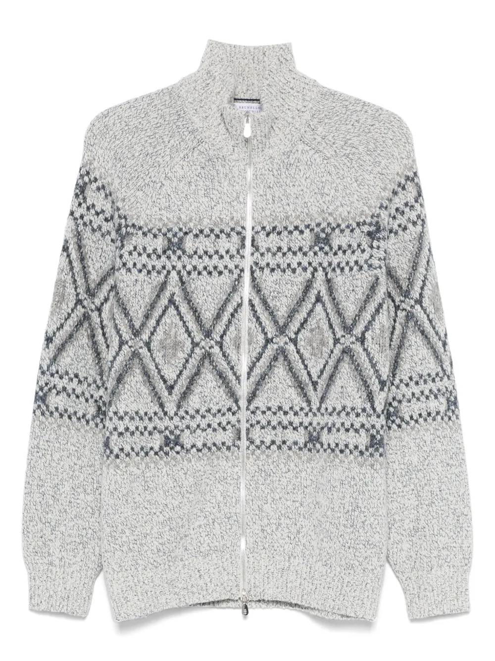 Brunello Cucinelli patterned-intarsia cardigan | White | Image 1
