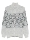 Brunello Cucinelli patterned-intarsia cardigan - White