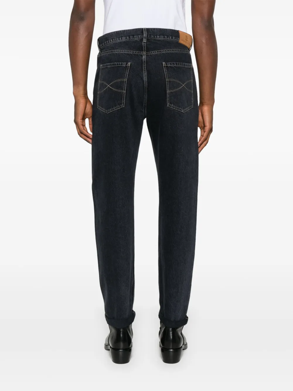Brunello Cucinelli Jeans met geborduurd logo Blauw