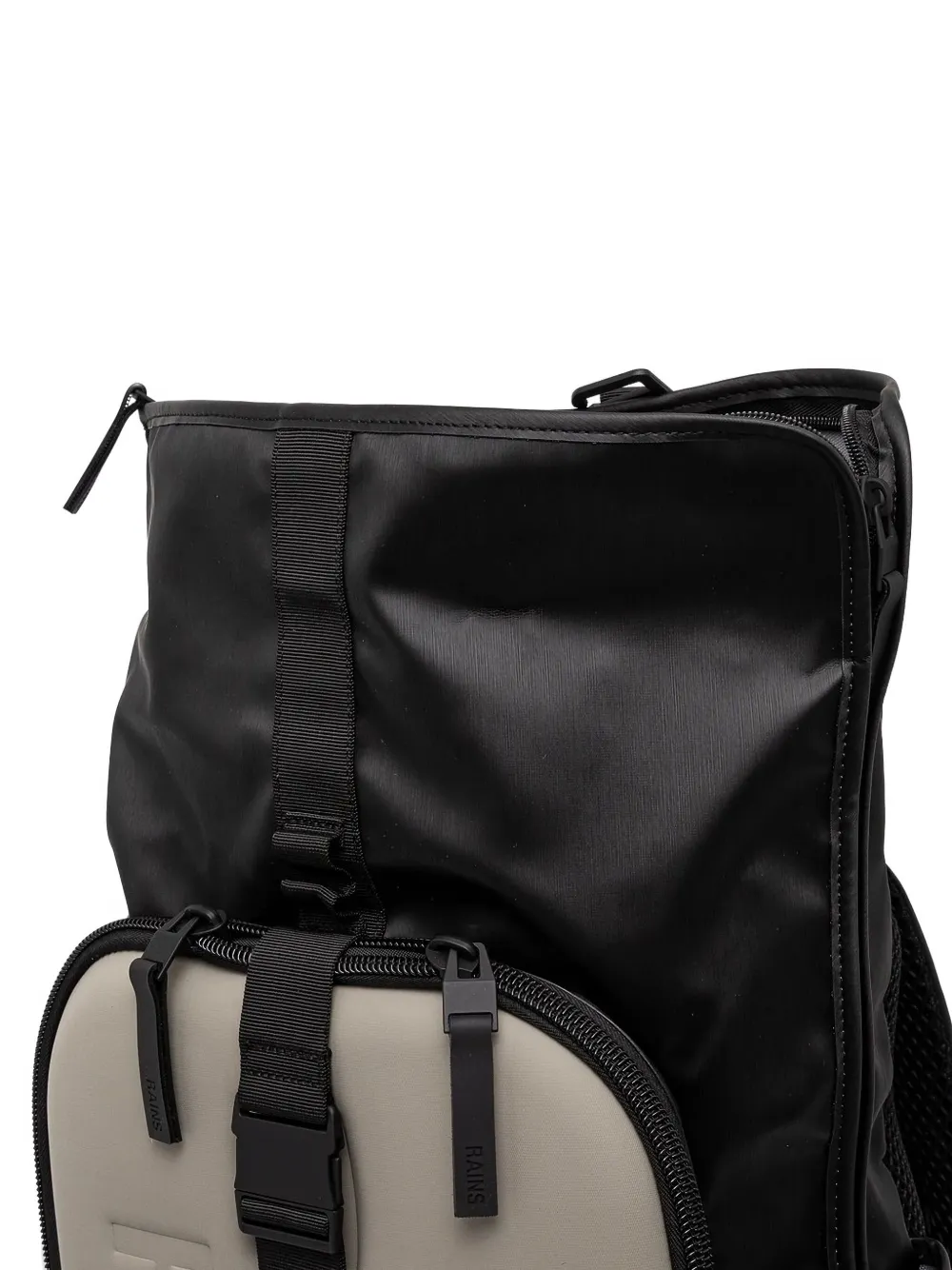 Rains Roll-top Panelled Backpack In Black