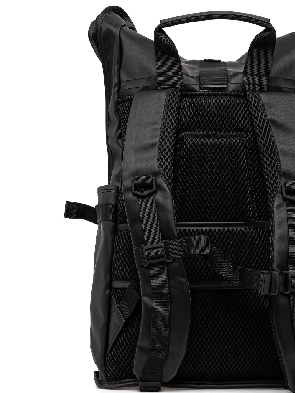 Rains Roll-top Panelled Backpack In Black