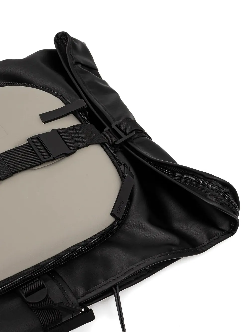 Rains Roll-top Panelled Backpack In Black