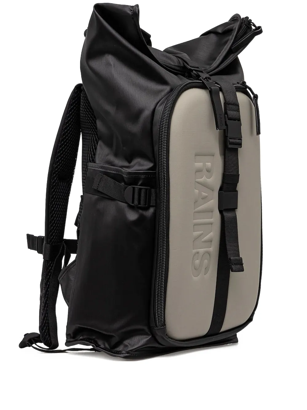 Rains roll-top panelled backpack | Black | Image 1