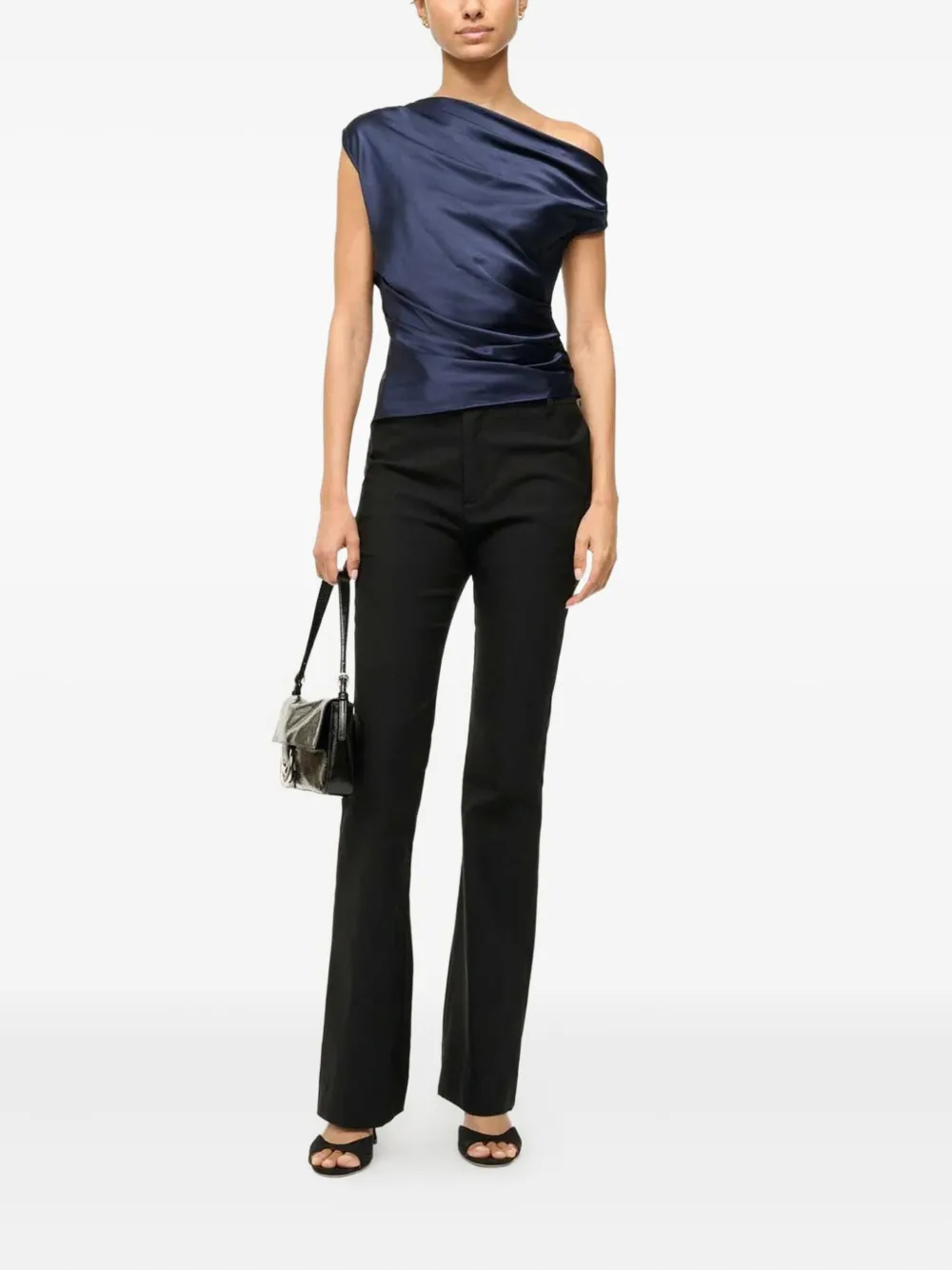 STAUD Phare gedrapeerde asymmetrische top Blauw