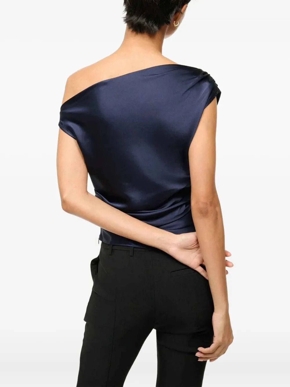 STAUD Phare gedrapeerde asymmetrische top Blauw