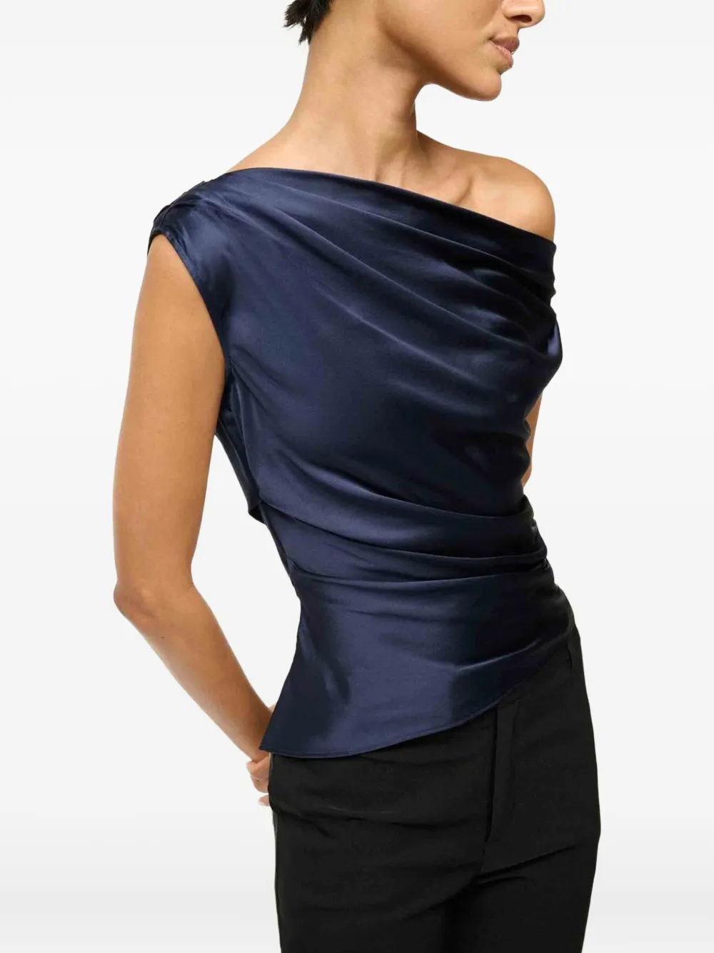 STAUD Phare gedrapeerde asymmetrische top Blauw