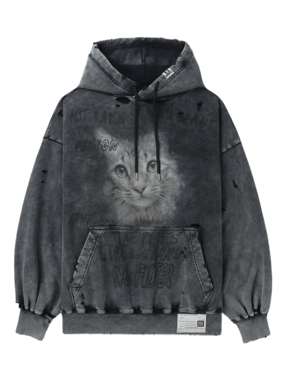 Maison MIHARA YASUHIRO Gerafelde hoodie met logoprint Zwart