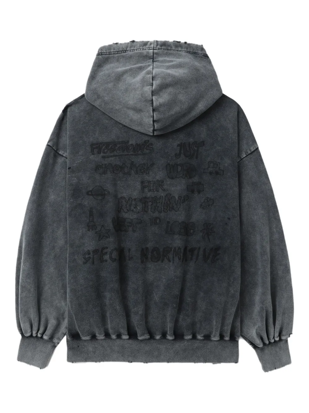 mei516୨୧⋆* Maison MIHARA YASUHIRO cat-print Distressed Hoodie | Black