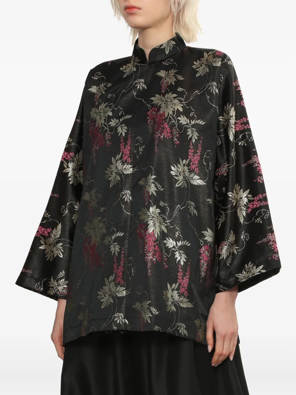 Comme Des Garçons Comme Des Garçons Blouse met kraag en bloemenprint Zwart