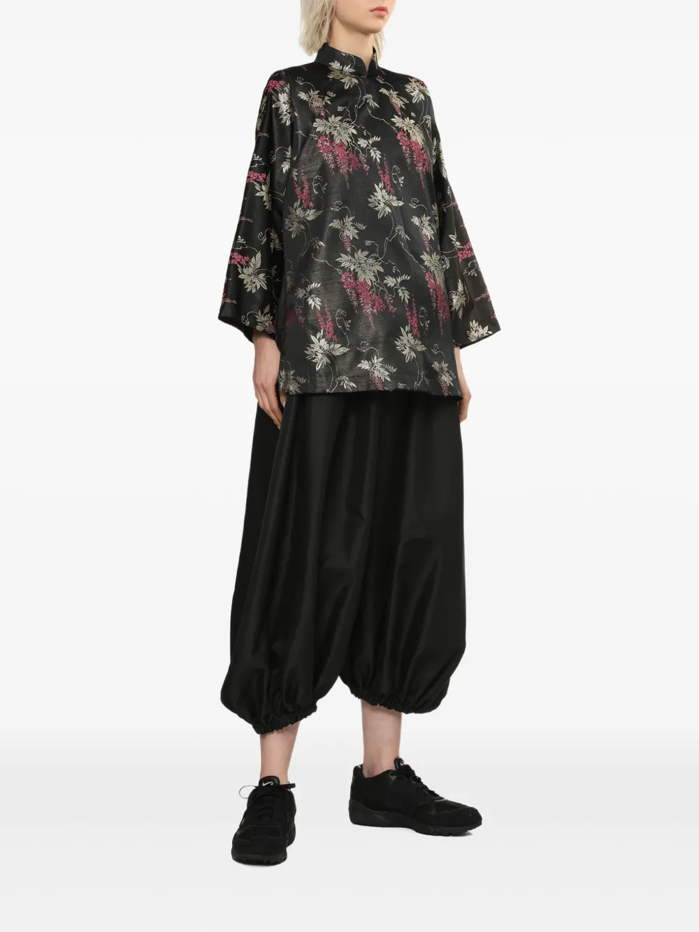 Comme Des Garçons Comme Des Garçons Blouse met kraag en bloemenprint Zwart