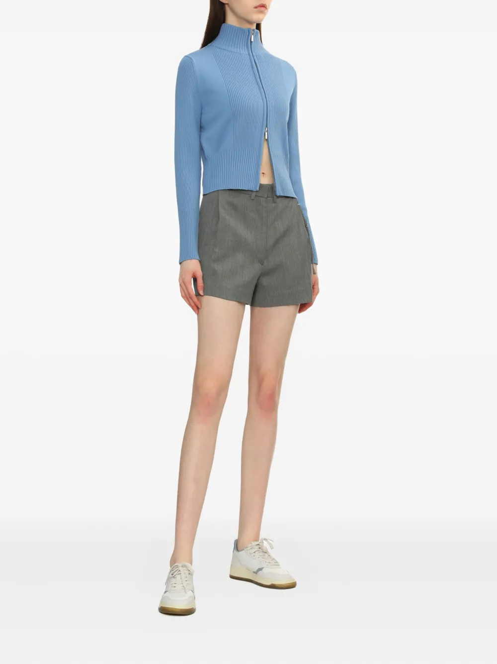 Low Classic zip-up ribbed-knit cardigan Blauw