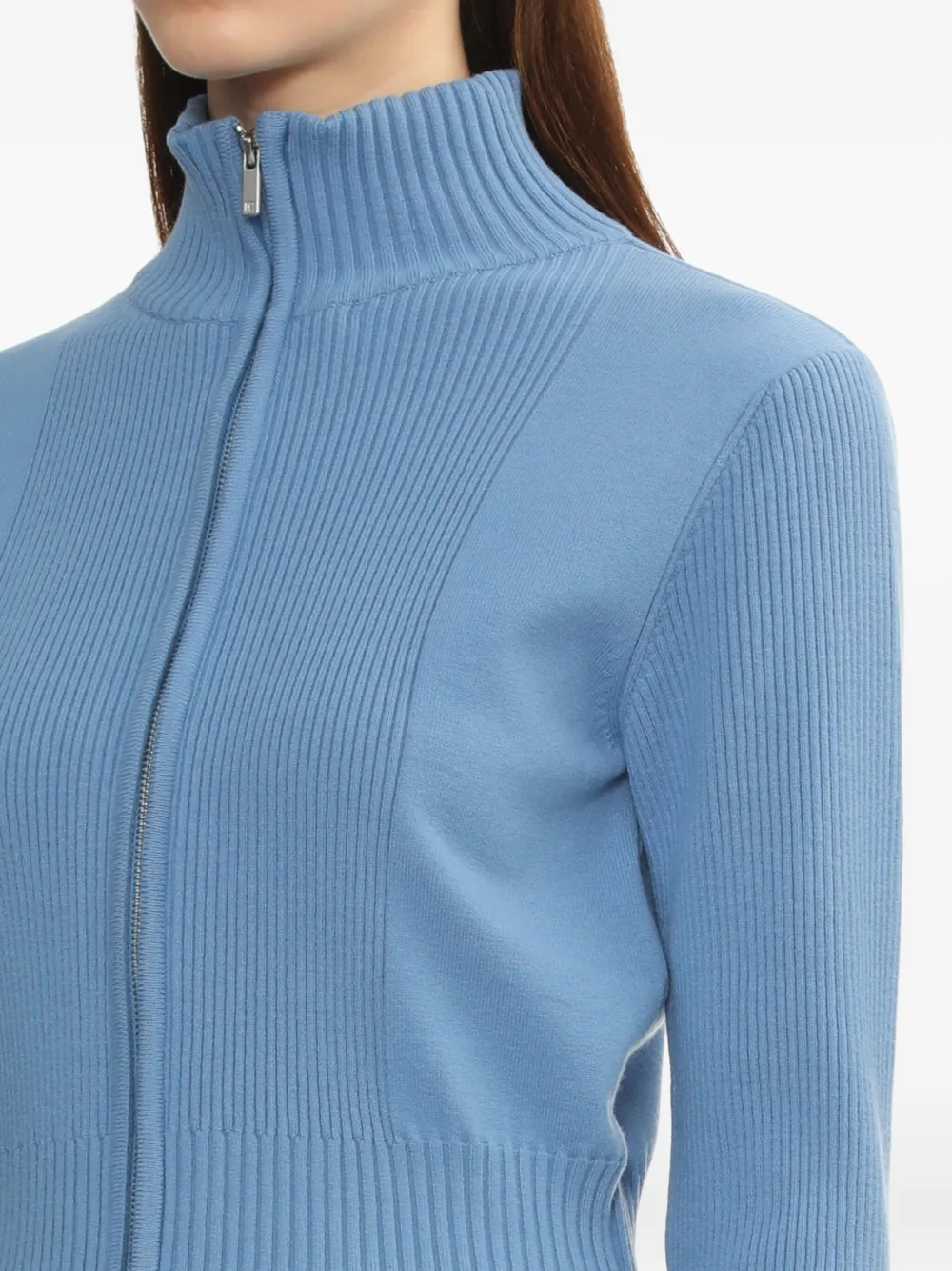 Low Classic zip-up ribbed-knit cardigan Blauw