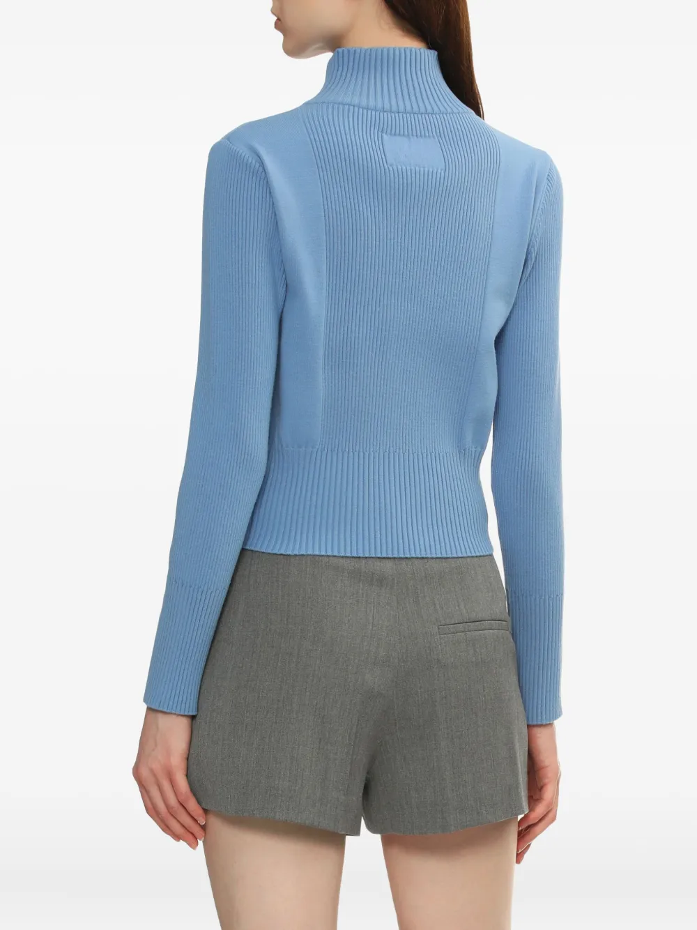 Low Classic zip-up ribbed-knit cardigan Blauw