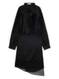 Helmut Lang asymmetric chiffon-overlay silk dress - Black