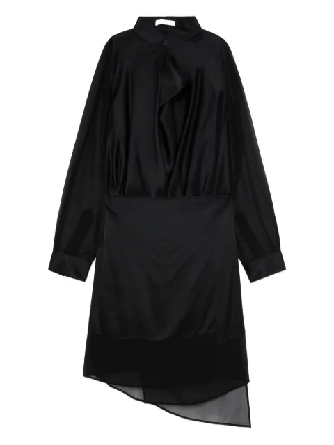 Helmut Lang asymmetric chiffon-overlay silk dress