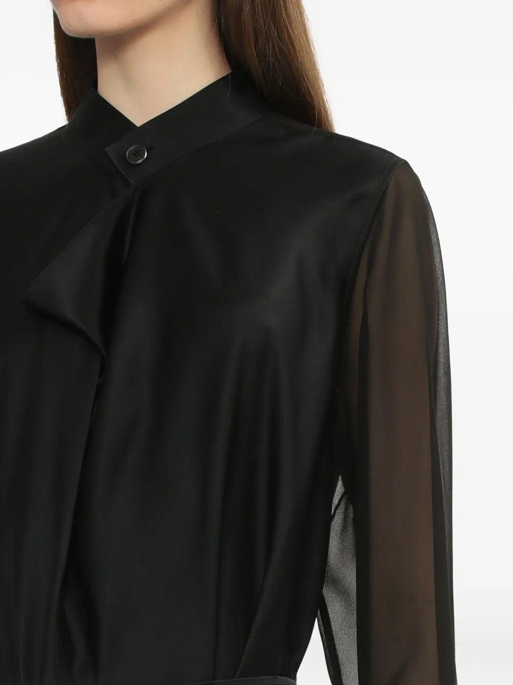 Helmut Lang Asymmetrische zijden jurk met chiffon laag Zwart
