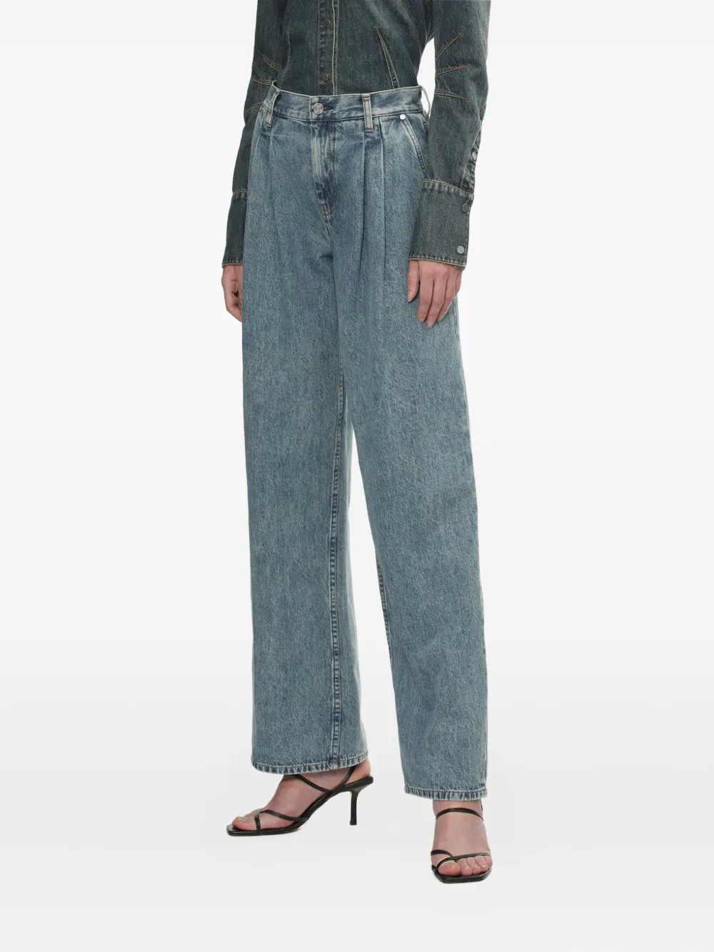 Helmut Lang Geplooide jeans Blauw