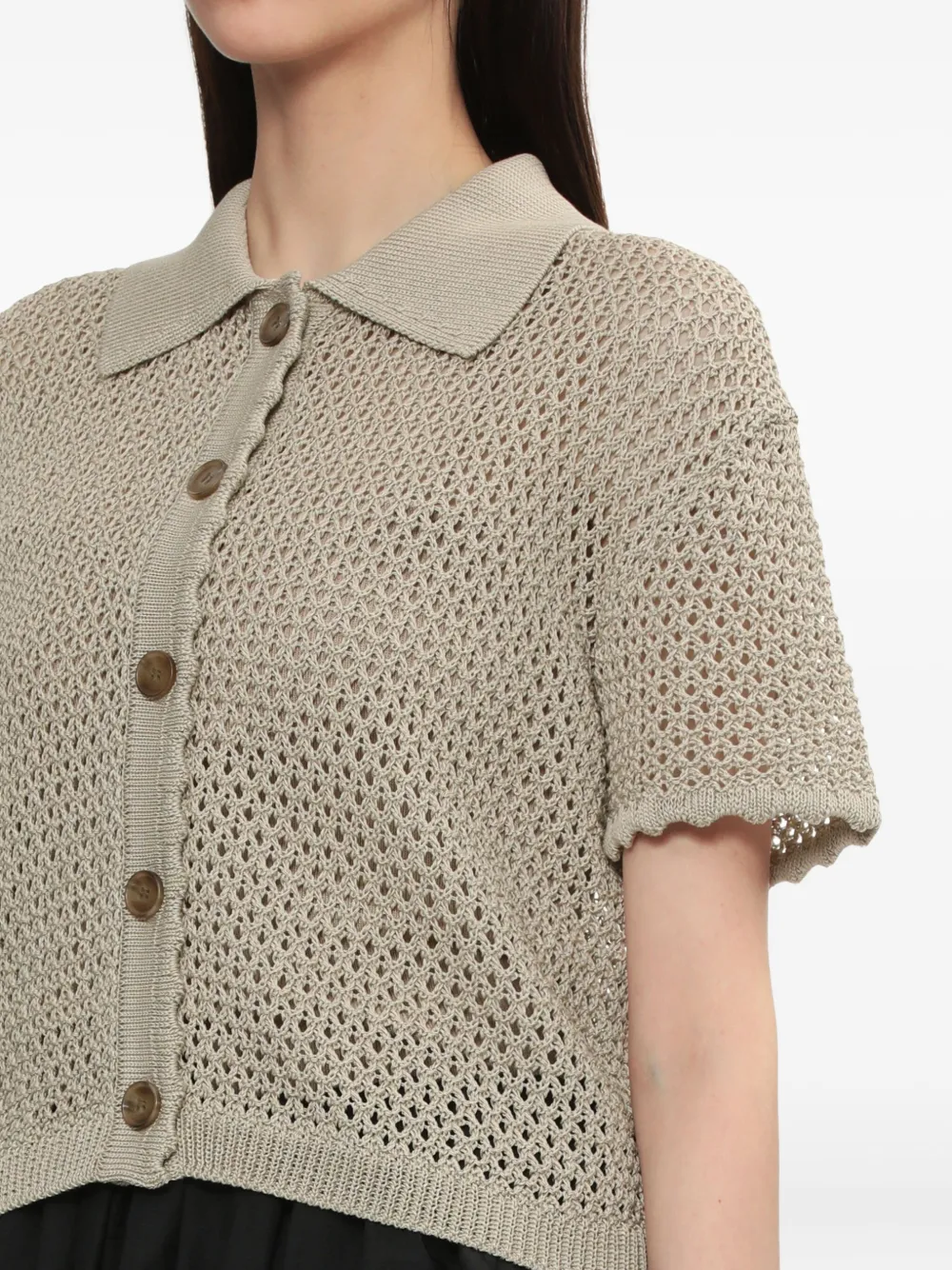 Juun.J Opengebreid vest met knopen Beige