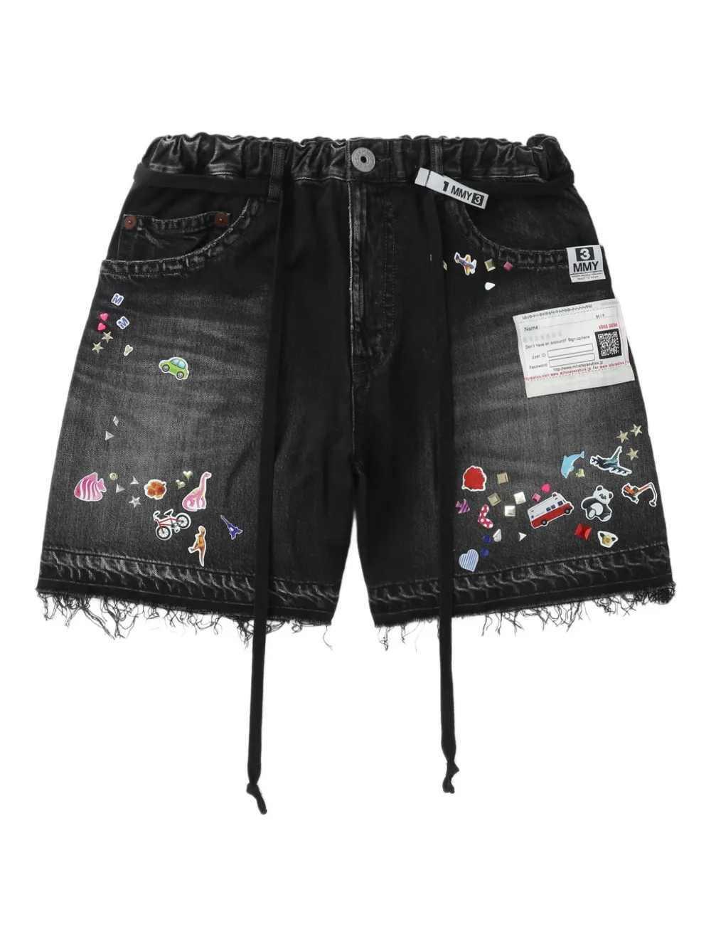 embellished frayed knee-length shorts