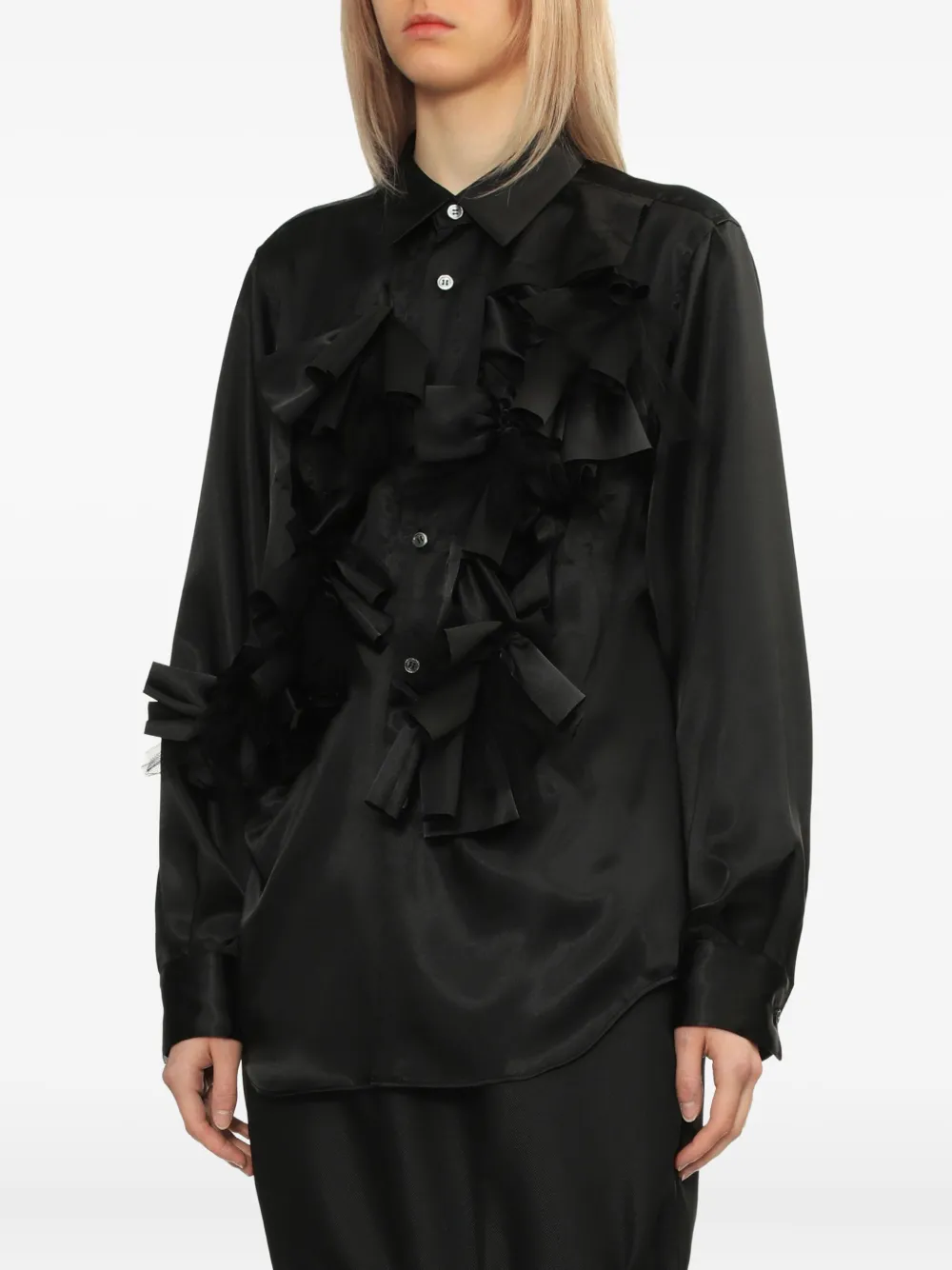 Comme Des Garçons Comme Des Garçons bow-detail ruffled shirt Zwart