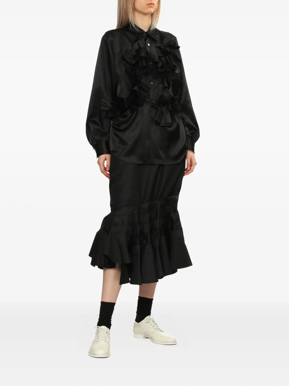 Comme Des Garçons Comme Des Garçons bow-detail ruffled shirt Zwart