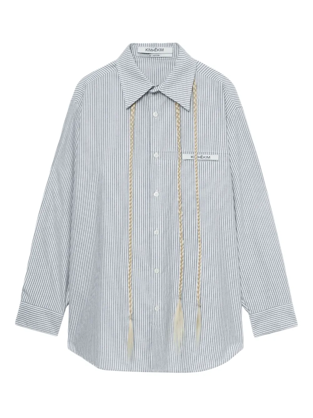 striped braided-detail shirt