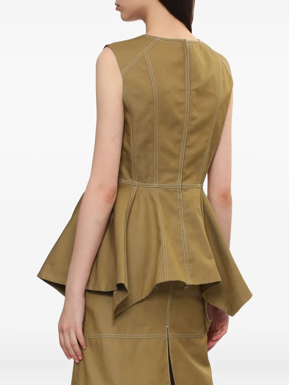 Juun.J Mouwloze top met peplum-design Beige