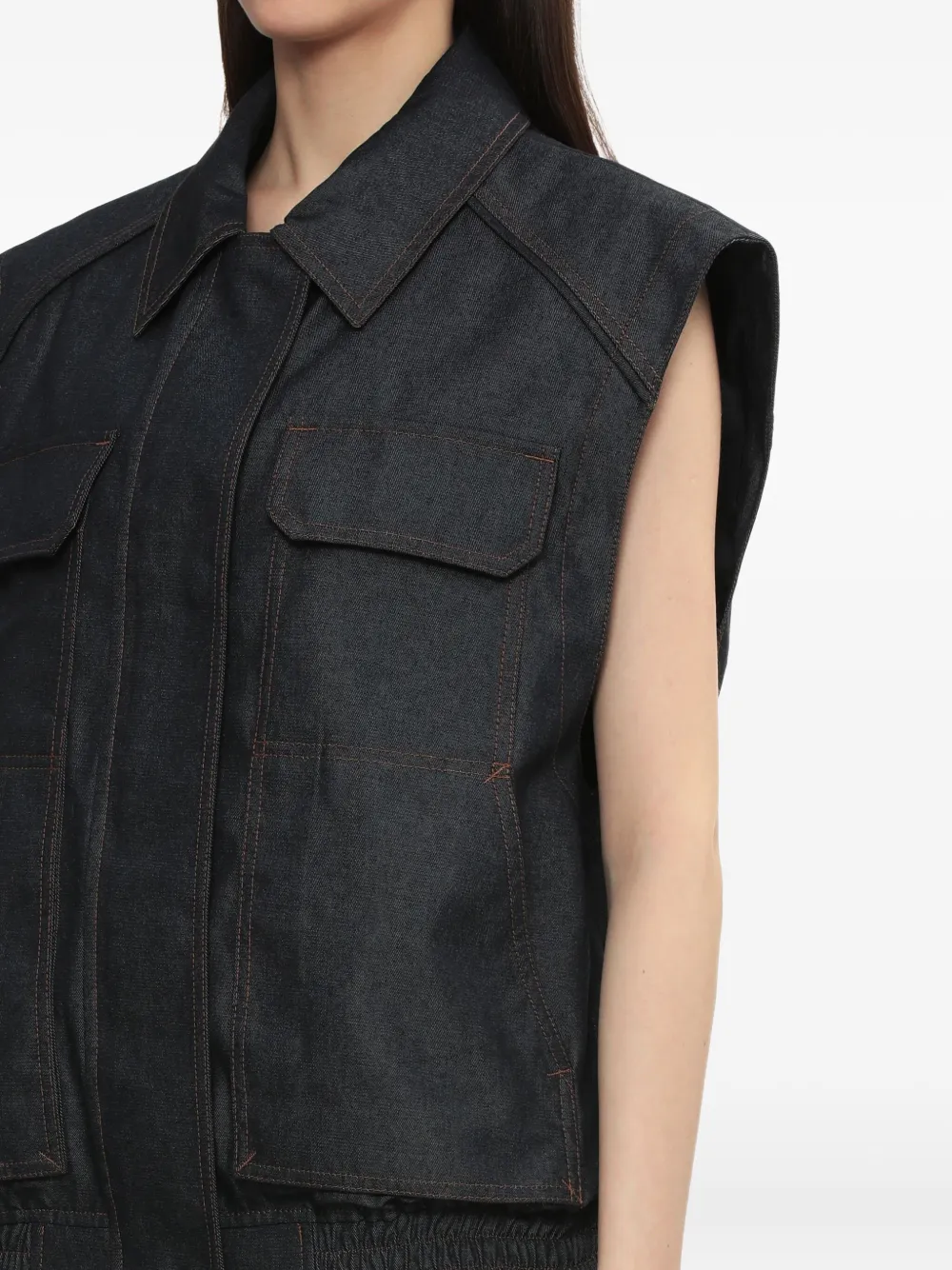 Juunj Pocket-detail Sleeveless Vest In Gray