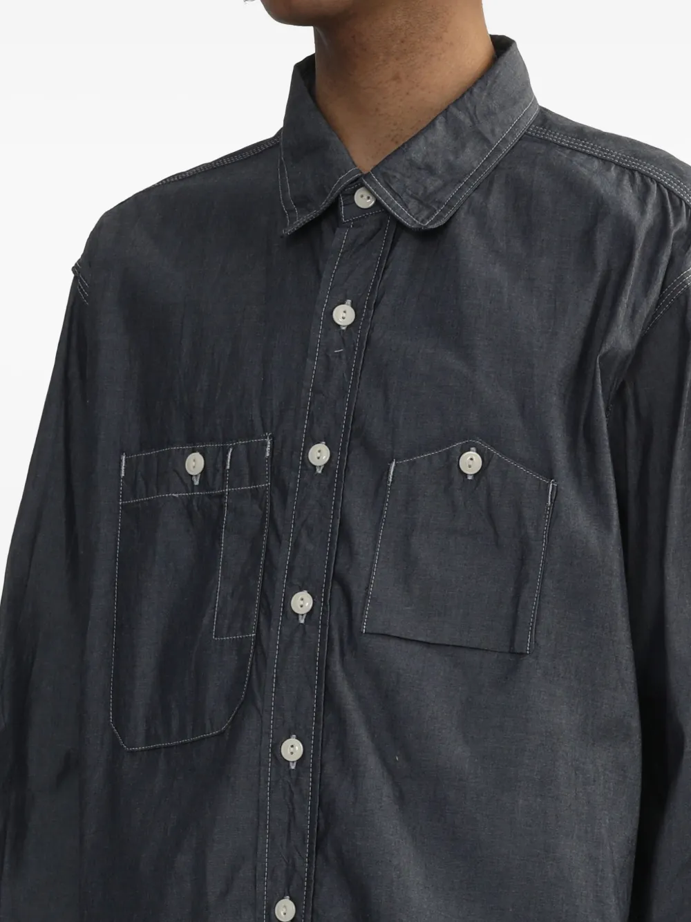 Engineered Garments T-shirt met dubbele zak Blauw
