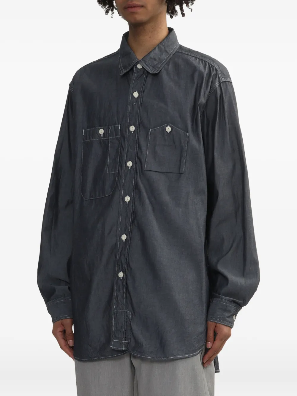Engineered Garments T-shirt met dubbele zak Blauw