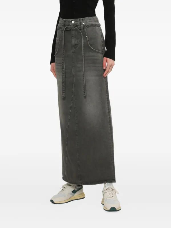 スカート LOW CLASSIC : 25SS / BELTED HIGH WAIST DENIM SKIRT (2COLORS) Low Classic Belted Denim Skirt | Grey | FARFETCH