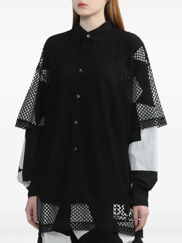 COMME des GARÇONS SHIRT メッシュジャケット ブラック Black Comme Des Garçons mesh-panel T-shirt | Black | FARFETCH