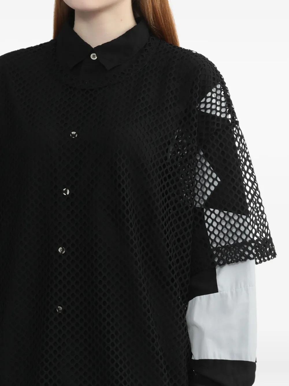 Black Comme Des Garçons T-shirt met mesh vlak Zwart