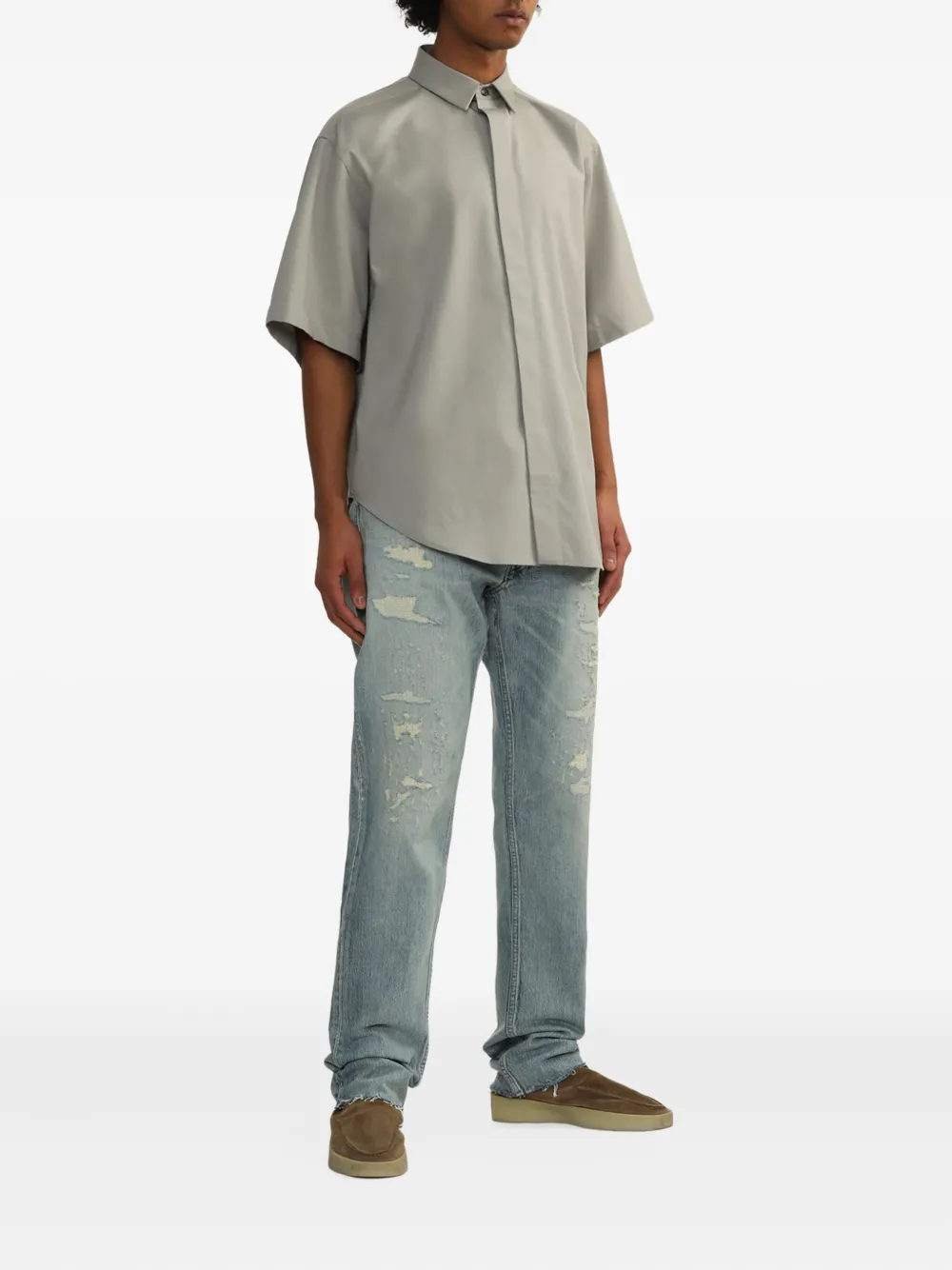 Fear Of God Overhemd met kraag en korte mouwen Grijs