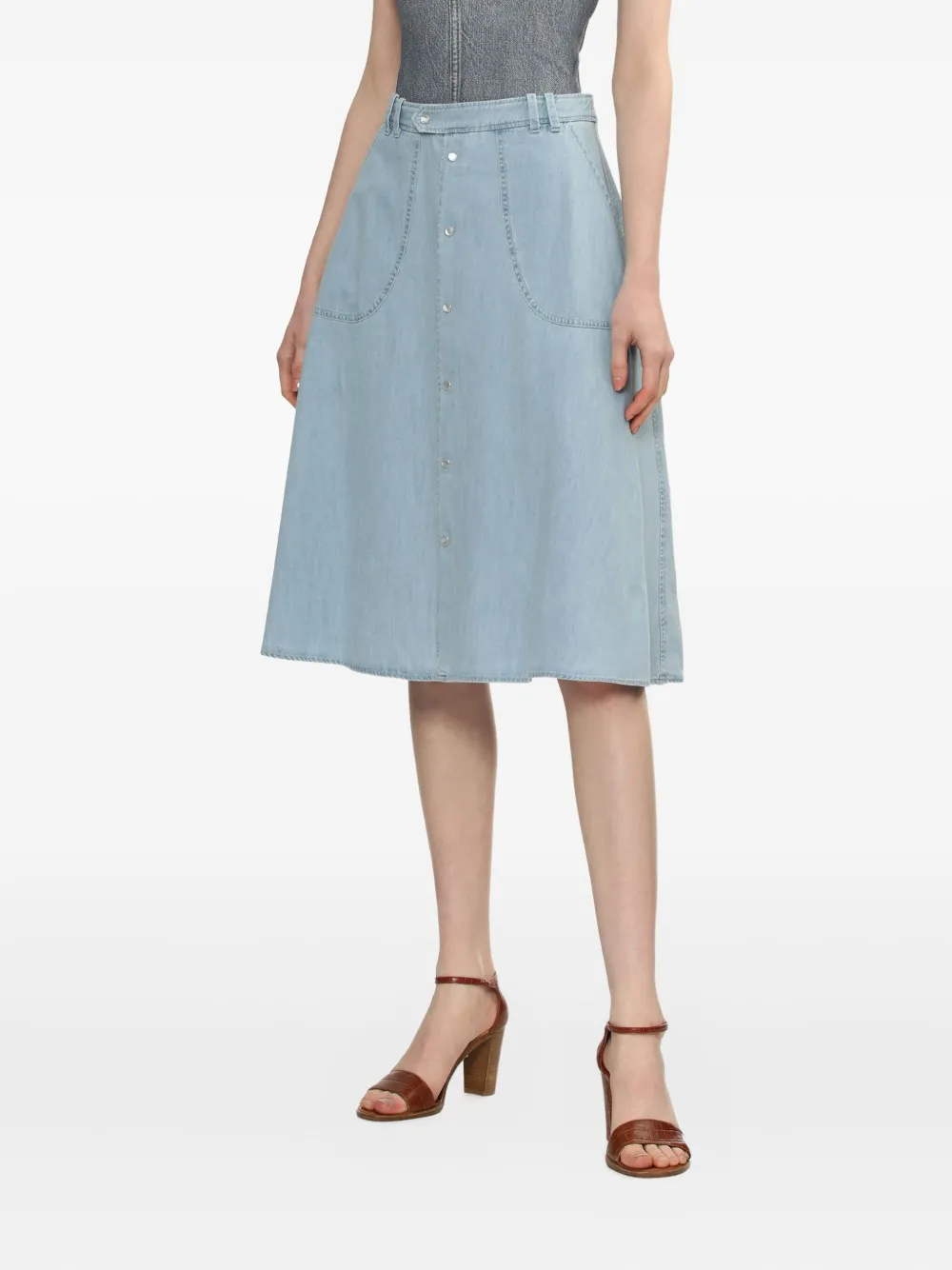 A.P.C. button-front midi skirt Blauw