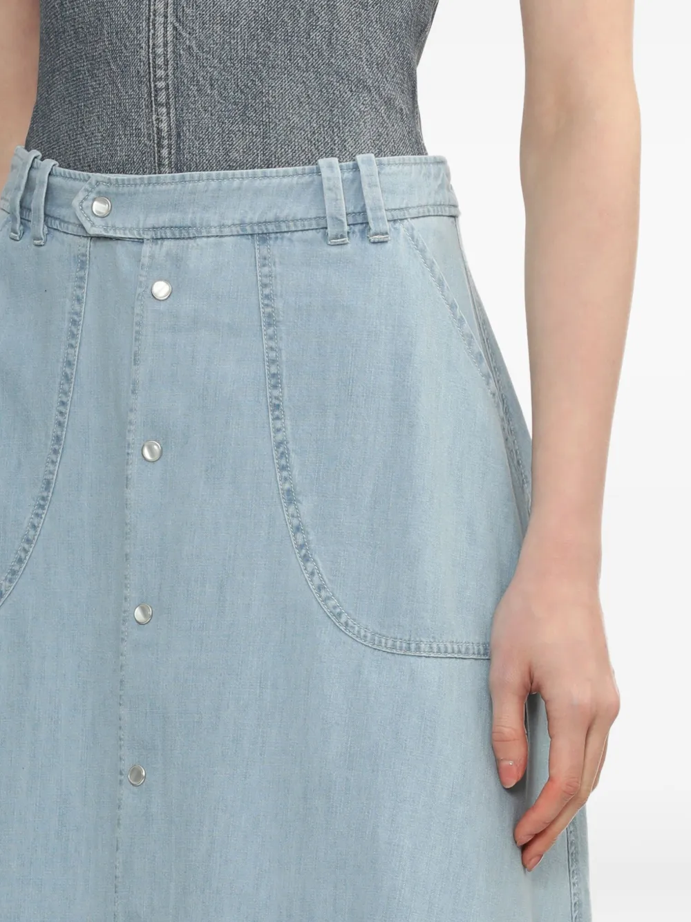 A.P.C. button-front midi skirt Blauw