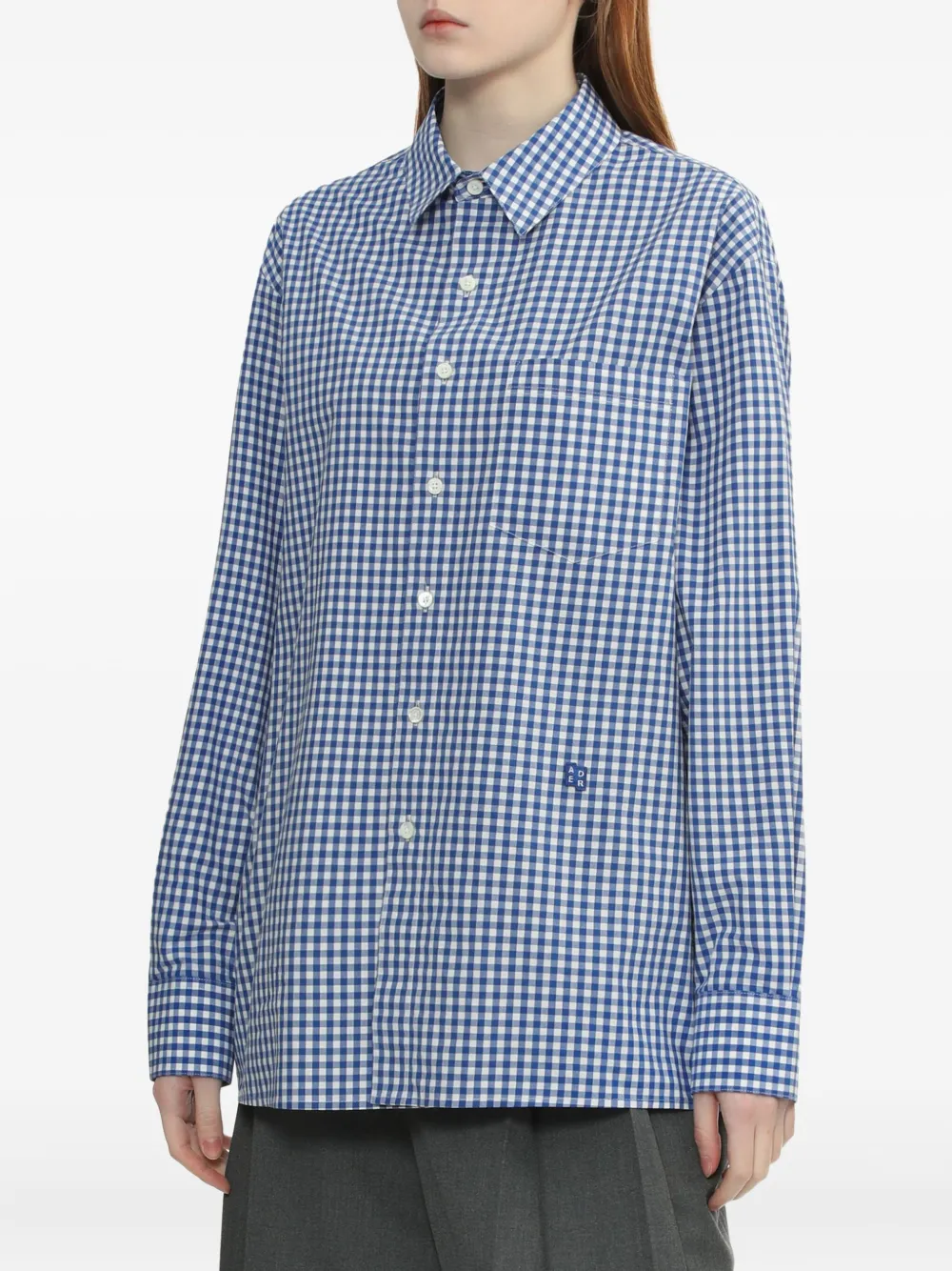 Ader Error Gingham-check Shirt In Blue