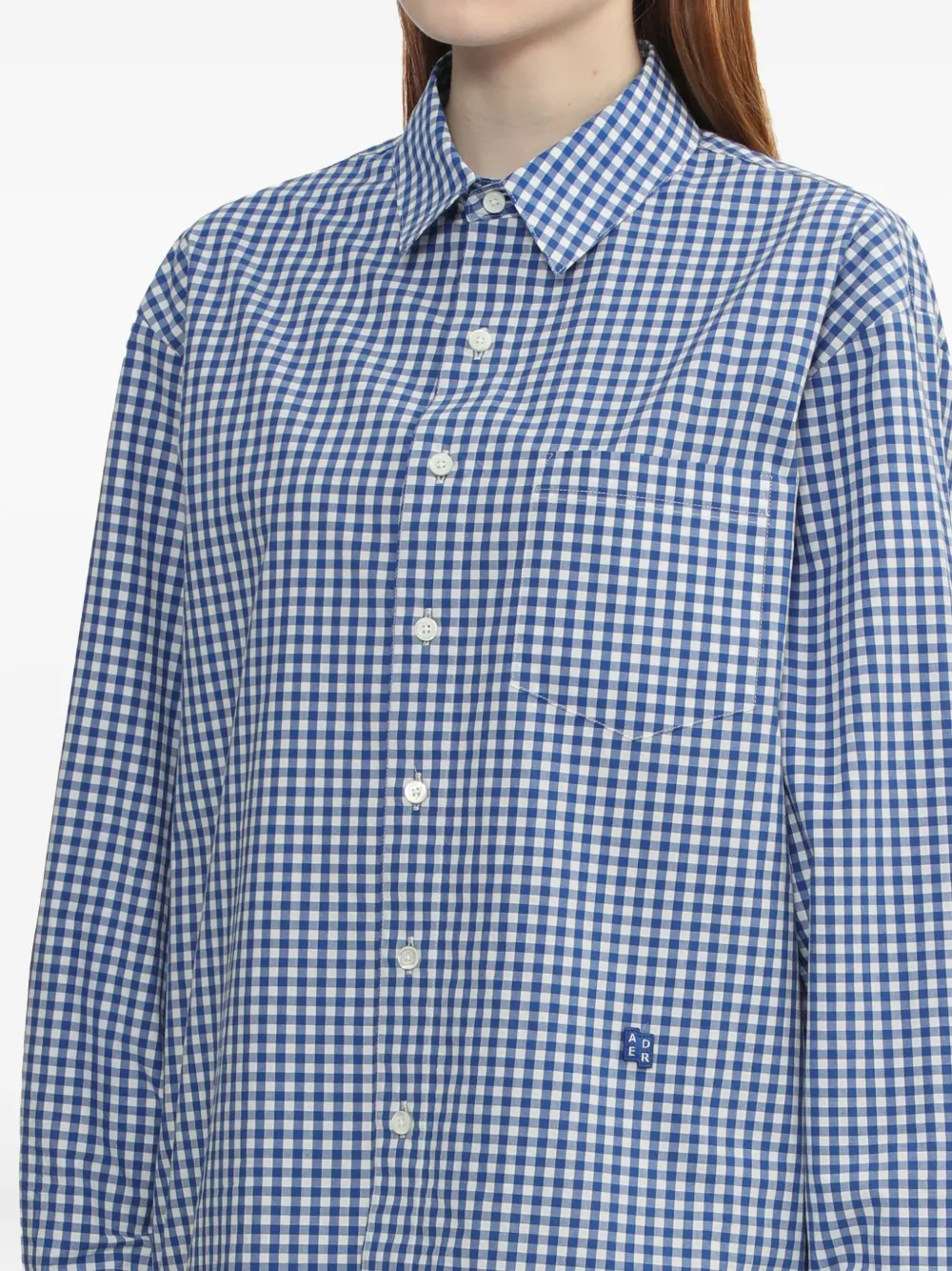 Ader Error Gingham-check Shirt In Blue