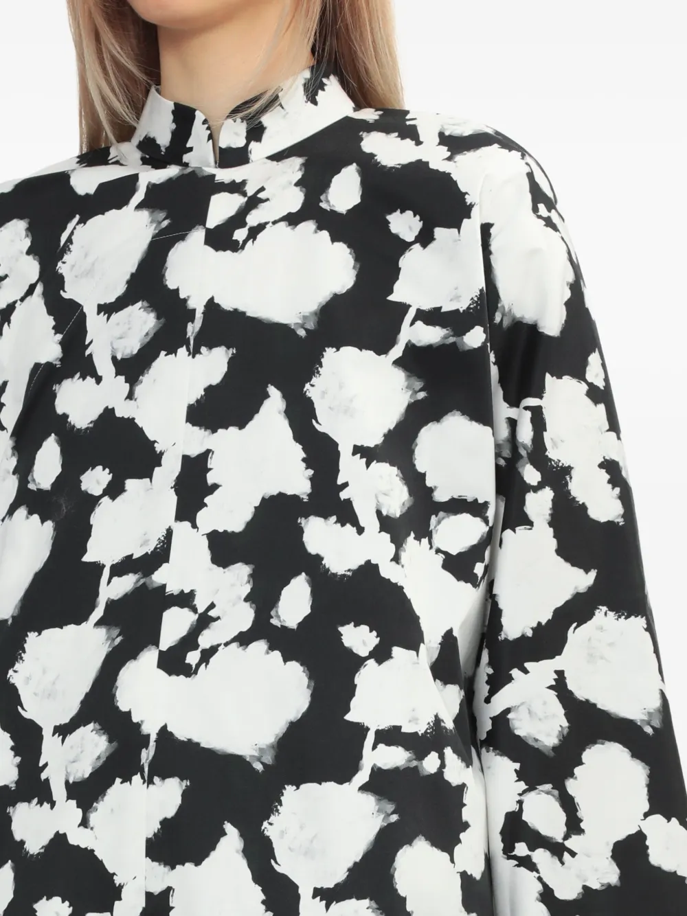 Comme Des Garçons Cotton Satin Pique Floral Pattern Jacket In Black