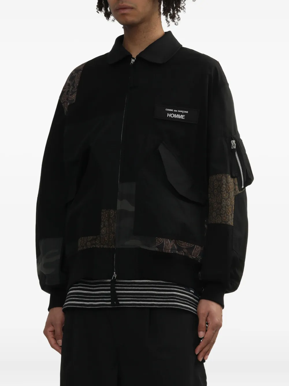 Comme des Garçons Homme cotton-blend embroidered-logo jacket Zwart