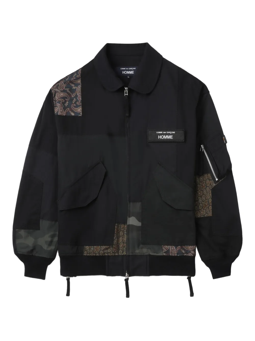 Comme des Garçons Homme cotton-blend embroidered-logo jacket Zwart