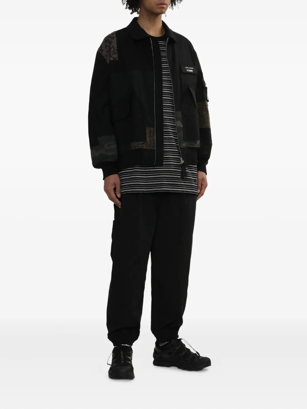 Comme des Garçons Homme cotton-blend embroidered-logo jacket Zwart