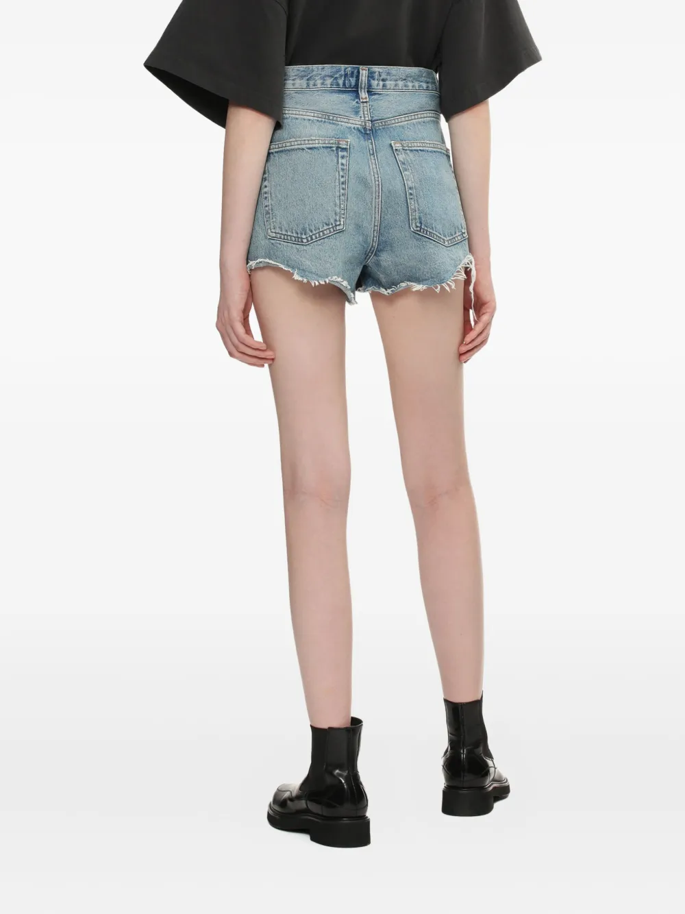 Agolde Frayed Denim Shorts In Blue