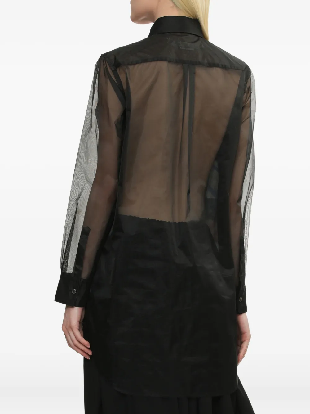Comme Des Garçons Sheer-panel Printed Shirt In Black