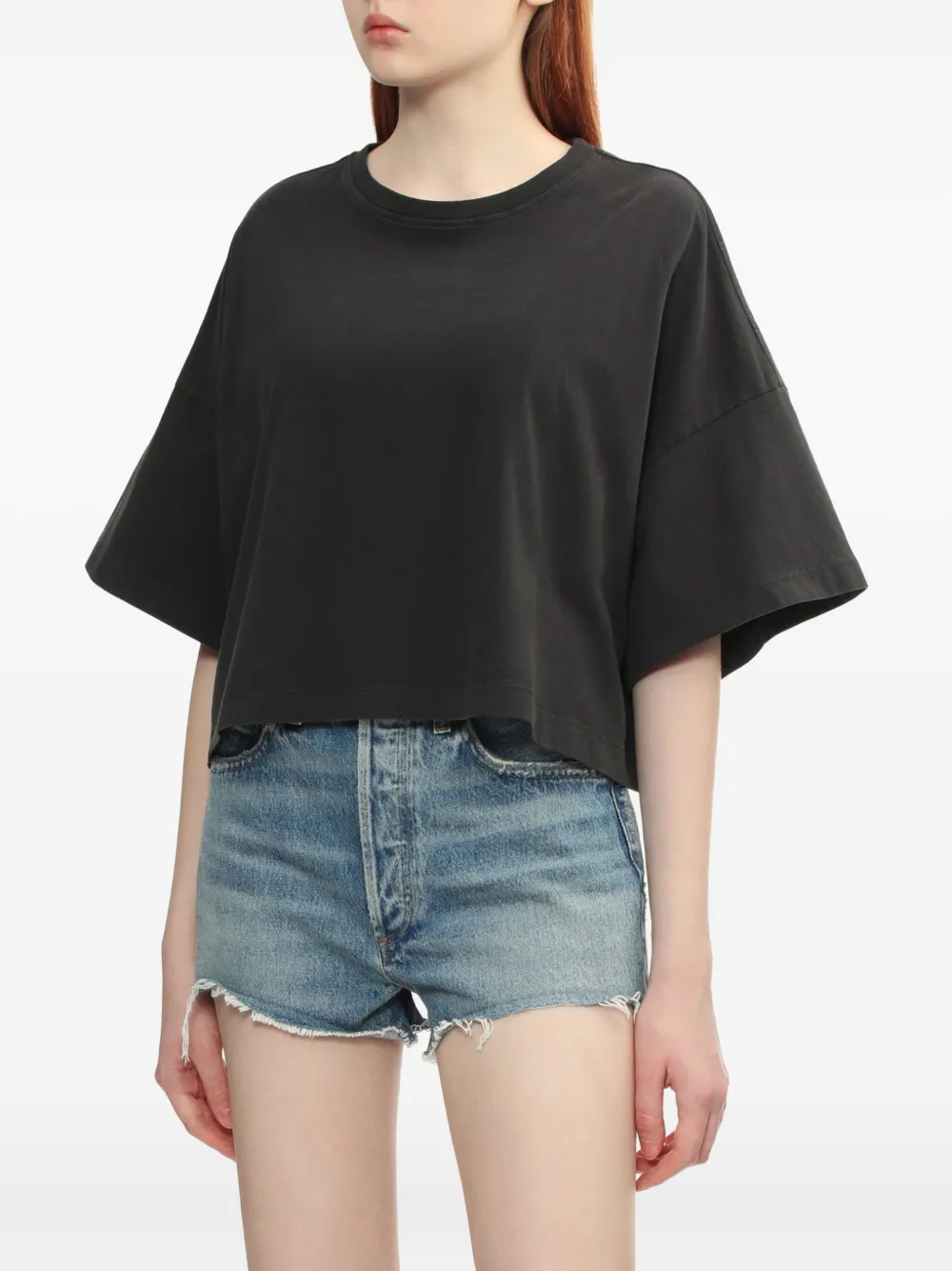 AGOLDE cropped short-sleeve T-shirt Zwart