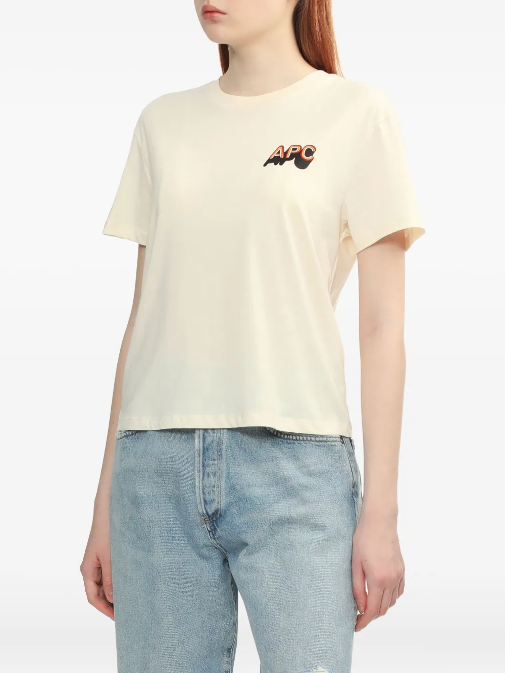 A.P.C. logo-print cotton T-shirt Beige