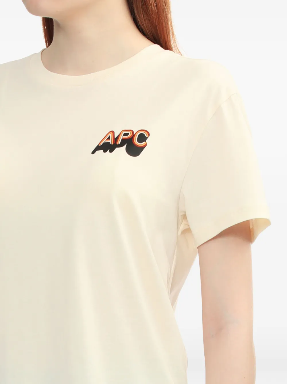 A.P.C. logo-print cotton T-shirt Beige